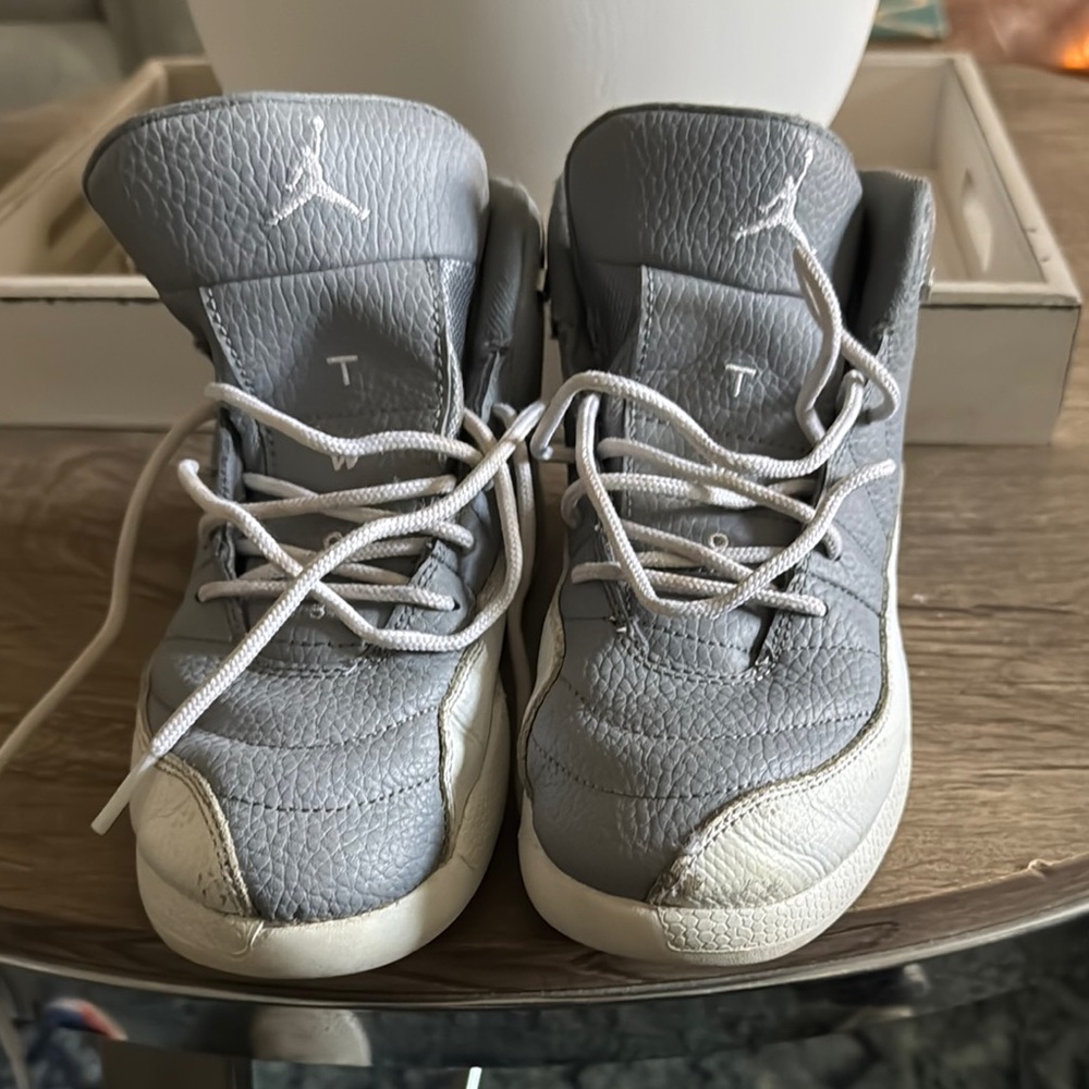 Jordan Gray and White Mid-Top Sneakers